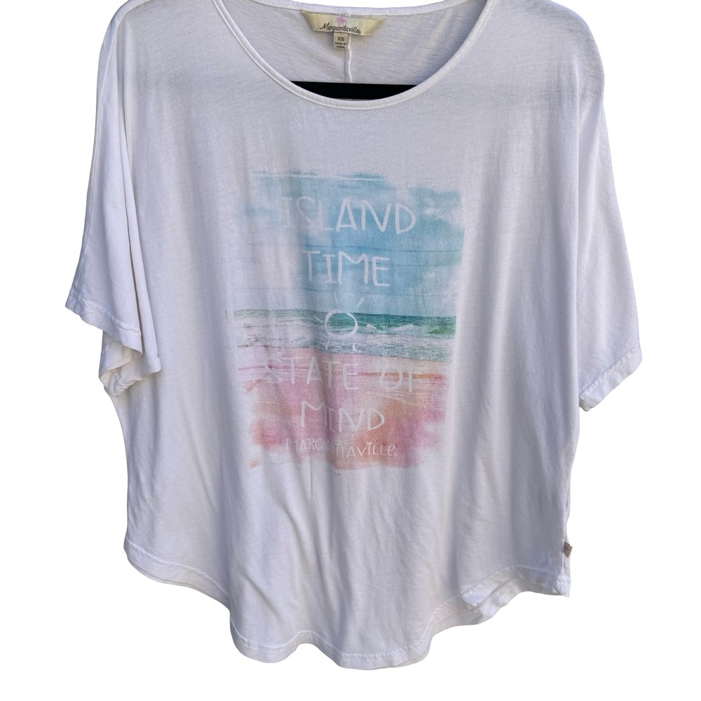 Margaritaville Island Time State of Mind Graphic T-Shirt White XS Relaxed Fit